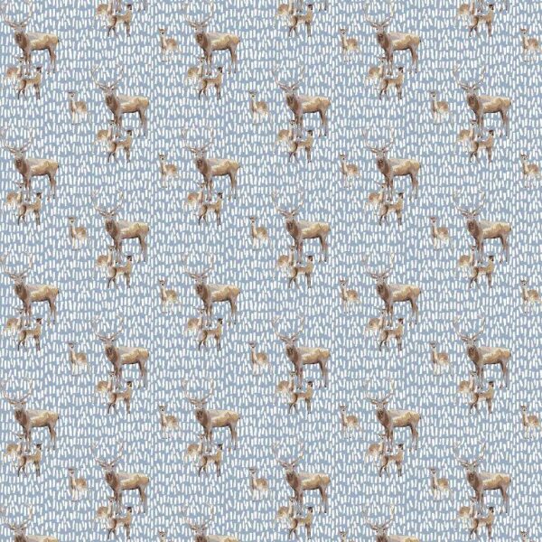 Canvas deer family blue.