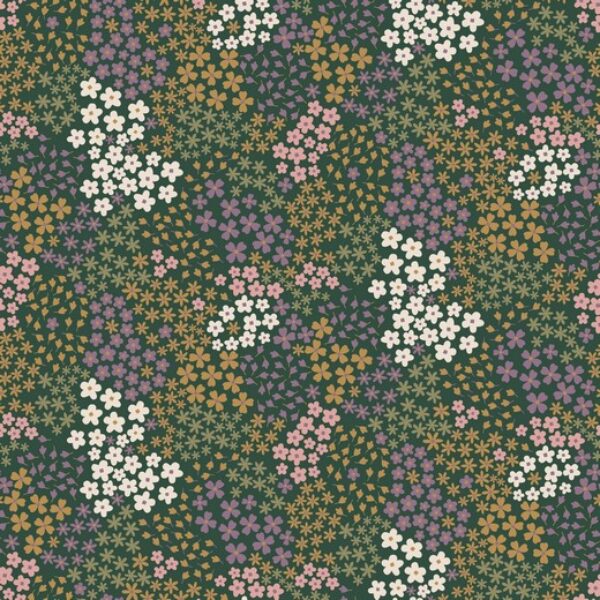 French Terry small flowers darkgreen.