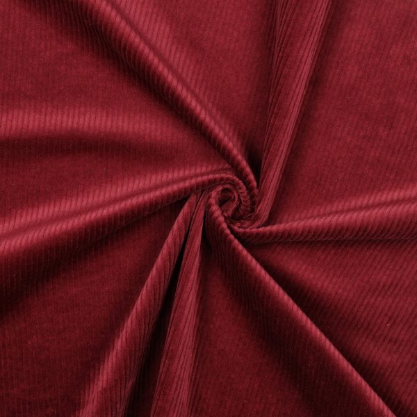 Corduroy / ribfluweel met stretch, kleur bordeaux red.