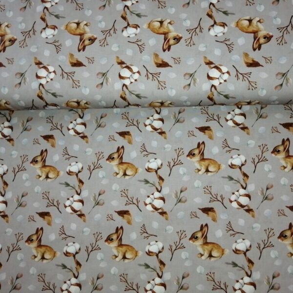 Katoen digital rabbit, taupe.
