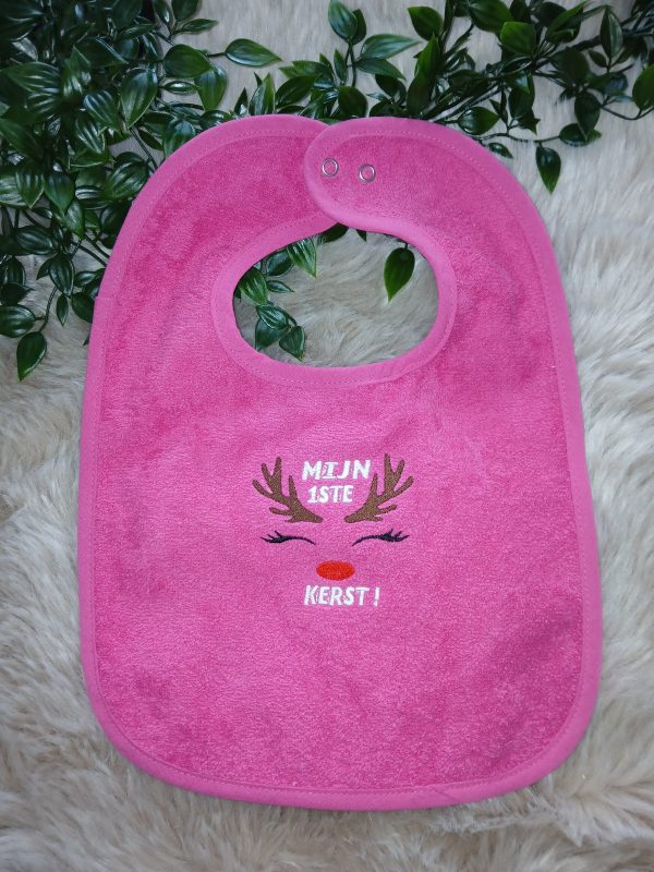 Slabbetje met drukknopen : Mijn 1ste Kerst! + eland