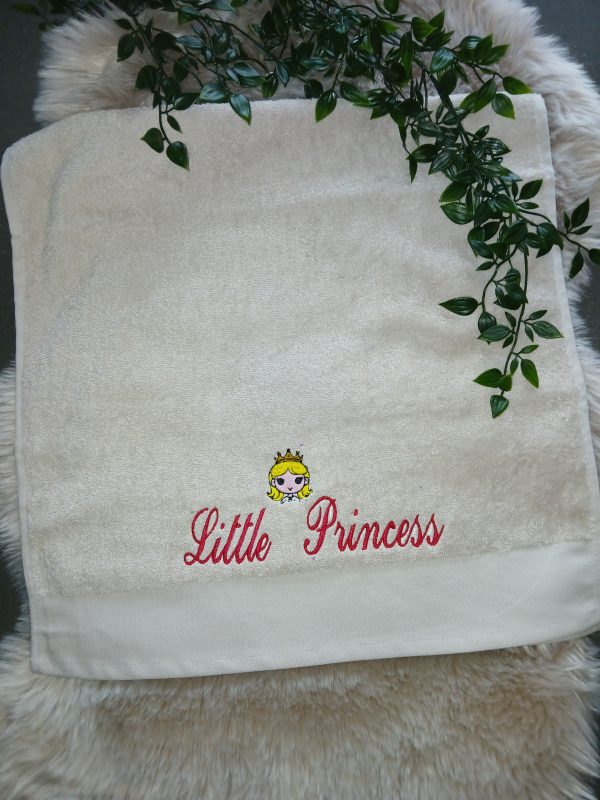 Handdoek van Bio Organic Katoen : Little Princess + tekening. - Afbeelding 3