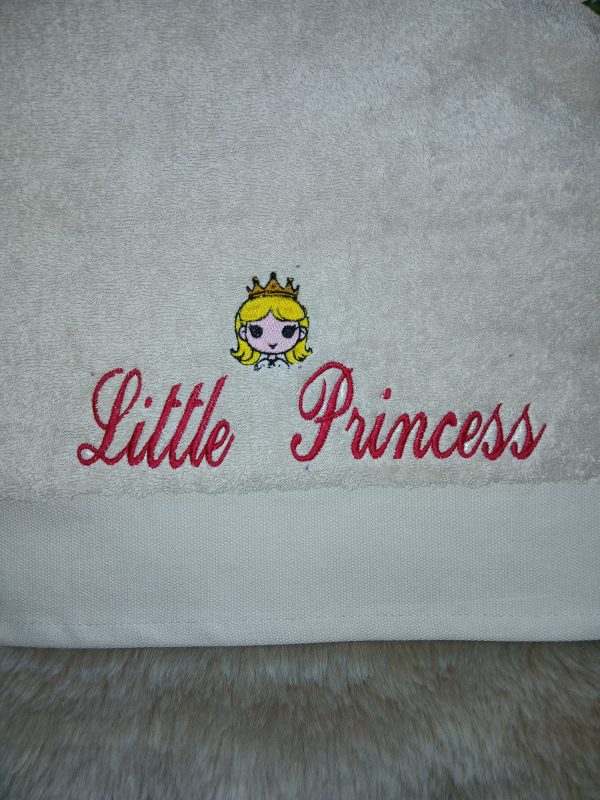 Handdoek van Bio Organic Katoen : Little Princess + tekening. - Afbeelding 2
