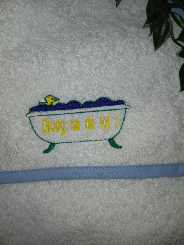 Baby badhanddoek met capuchon white/sky blue : Droog na de lol! - Afbeelding 2