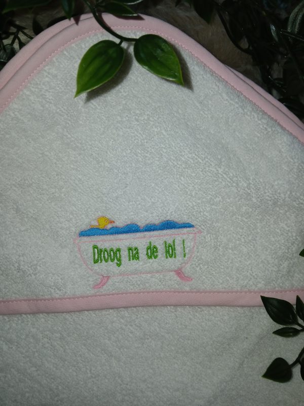 Baby badhanddoek met capuchon white/pink : Droog na de lol! - Afbeelding 2