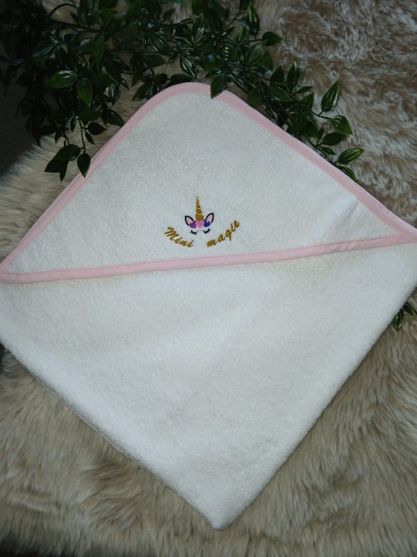 Baby badhanddoek met capuchon white/pink : Mini magie