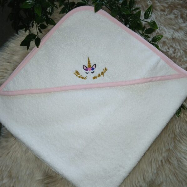 Baby badhanddoek met capuchon white/pink : Mini magie