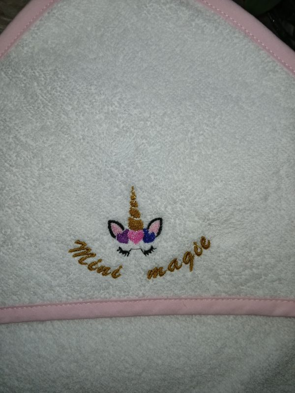 Baby badhanddoek met capuchon white/pink : Mini magie - Afbeelding 2