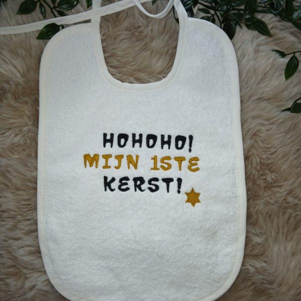Slabbetje met koordjes : Hohoho! Mijn 1ste Kerst! + ster.