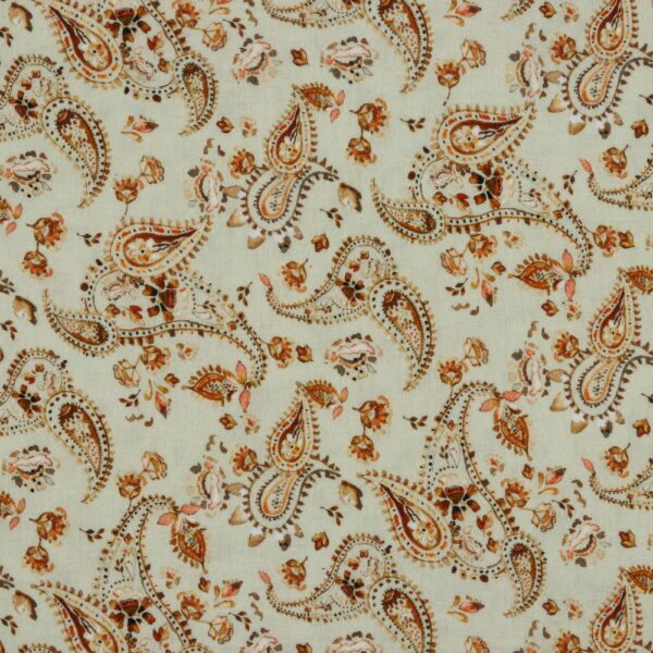 Double gauze digital paisley, sand.