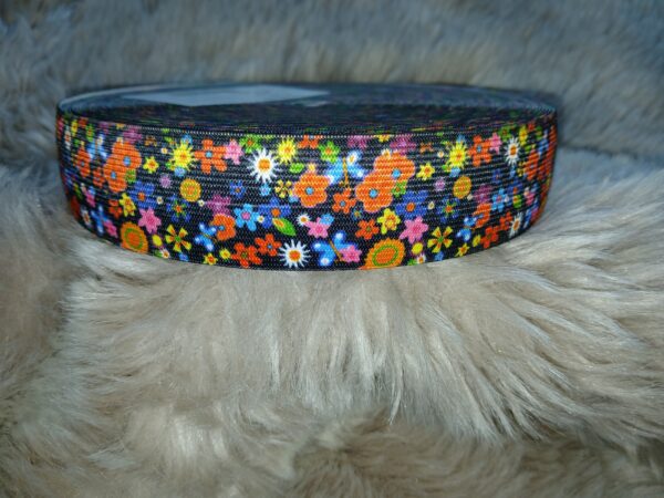 Taille sierelastiek veelkleurige bloemetjes, 4 cm.
