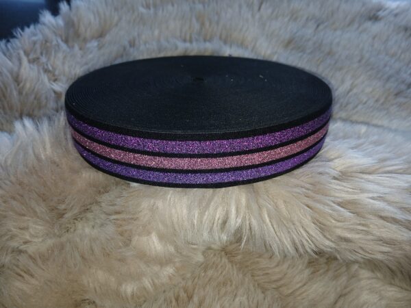 Taille sierelastiek Multi color paars, 4 cm.