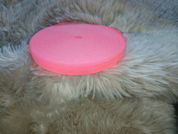 Knoopsgaten elastiek Neon roze, 2 cm.