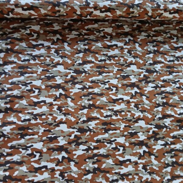 Poplin katoen camouflage, steen rood.