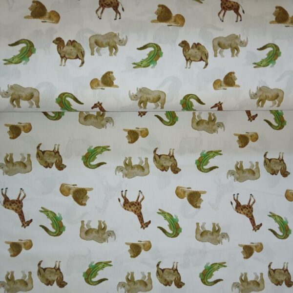 Poplin katoen digitaal wilde dieren.