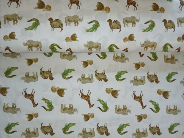 Poplin katoen digitaal wilde dieren.
