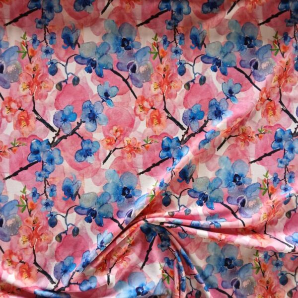 Jersey digitaal Aqua flowers.